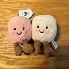 Cute Jellycat Plush Marshmallows Key Ring Pink White 12cm Collectible - NWT