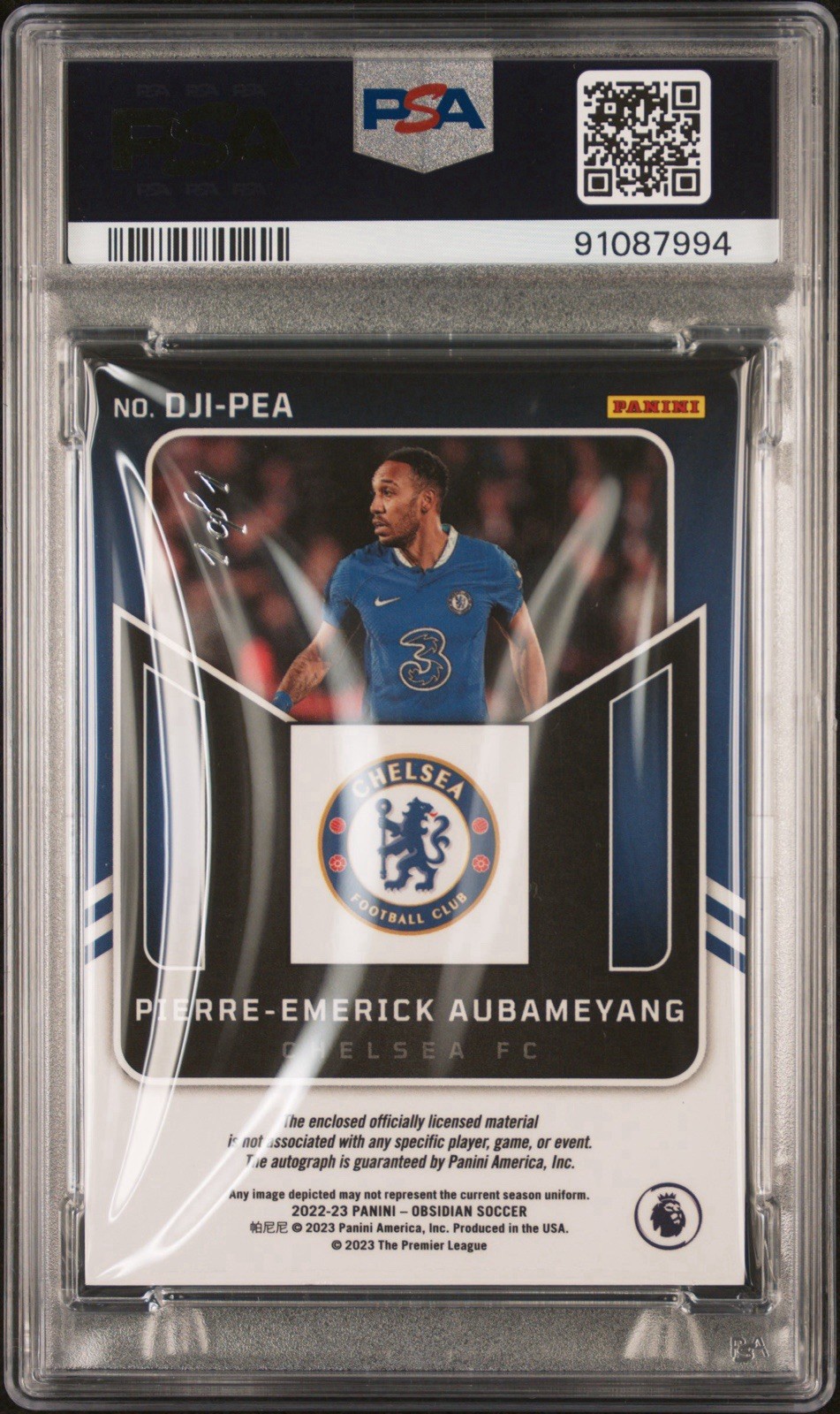 2022-23 Obsidian Electric Etch Yellow 1/1 Pierre-Emerick Aubameyang PSA 8 Auto view 2