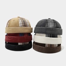 Unisex Adjustable Vintage Check Sailor Hat Harajuku Style Streetwear Hip-Hop Cap