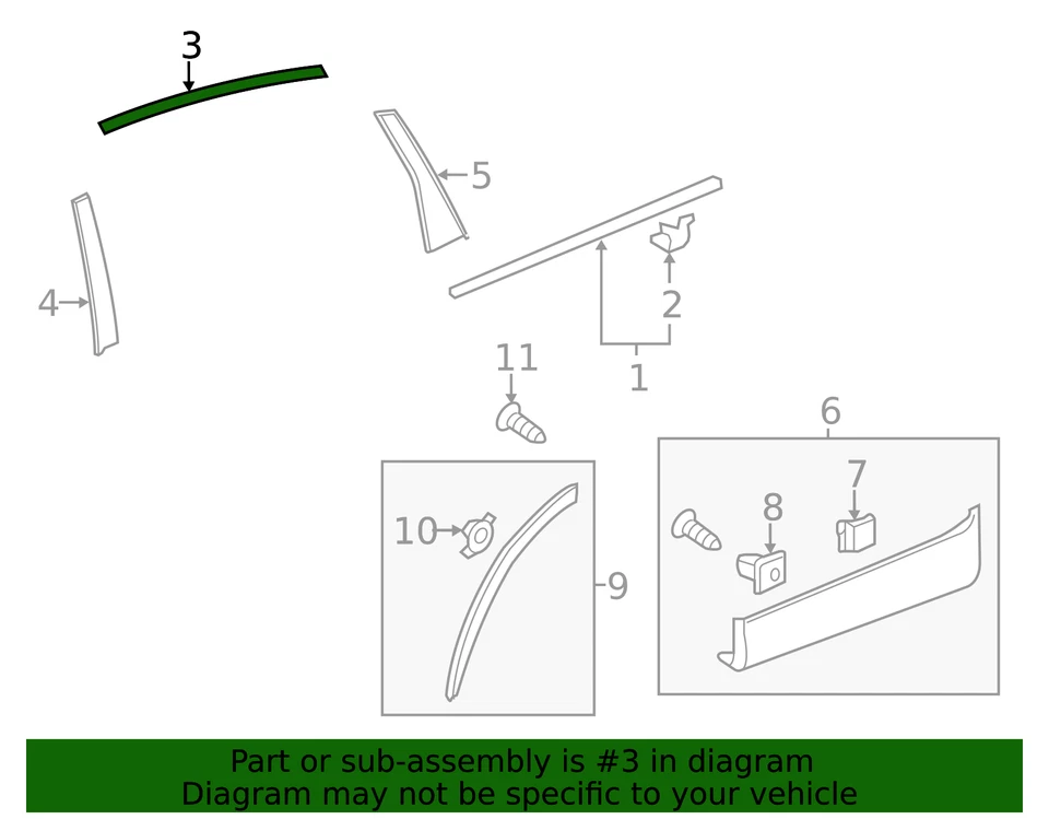 Marco de puerta trasera L conjunto de molduras genuino Honda CR-V 2012-2016 72965-T0A-A01 Foto 2 de 2