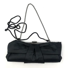 Kate Landry Black Clutch or Shoulder (2 Straps) Evening Bag Satin