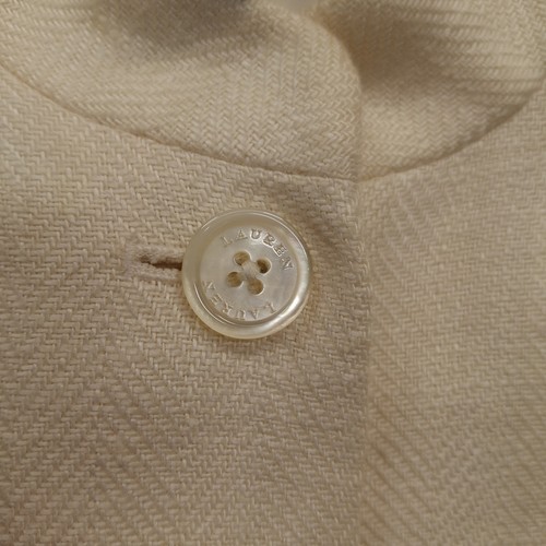 Lauren Ralph Lauren Womens 14 Cream 100% Linen Mandarin Collar Blazer Jacket - Picture 6 of 13