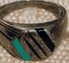 Vintage Sterling Silver Ring With Turquoise And Onyx