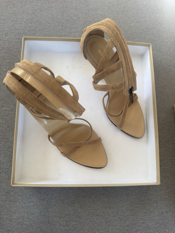 Sergio Rossi Suede Zip Up Heel Sandals Ankle Wrap