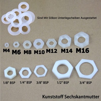 M4 M6 M8 M10-M16 Kunststoff Sechskantmutter 1/8''-3/4'' BSP für Bulkhead Connector