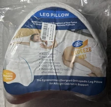 Leg Pillow Memory Foam Orthopedic Ergonomic Crescent Breathable Cover White NEW