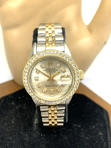 Rolex Datejust Women's Watch 6917 Swiss Automatic Steel 18k Gold Diamond 1973