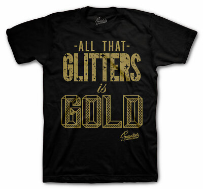 Shirt Match Jordan Black Gold Shoes Metallic Gold Patent Glitters Tee 