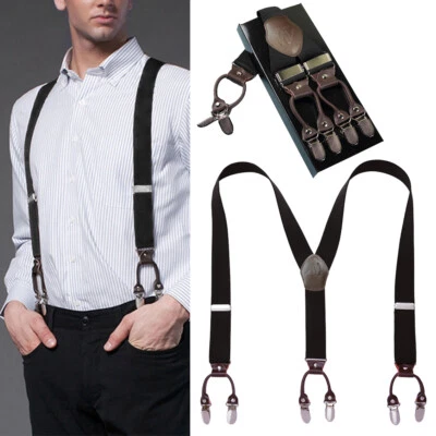 AYAMAYA Hosenträger Herren Breit Y-Form Extra Stark 6 Clip Geschenke für Hosen 35mm 1.2m