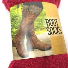 NICOLE'S BOUTIQUE Boucle Textured Boot Socks Womens Red White Holiday Winter NWT