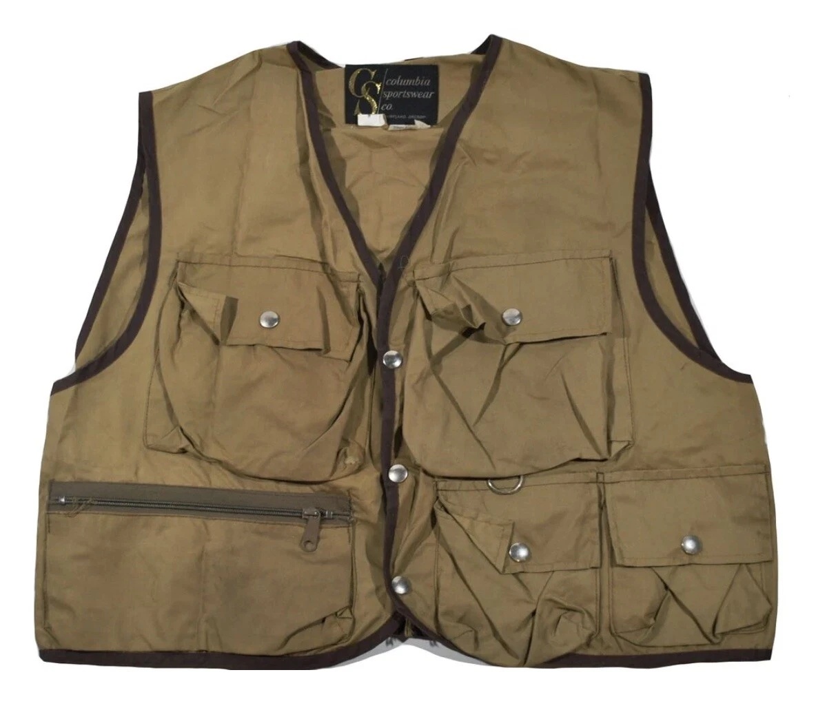 Vintage Columbia 80s Fishing Outdoors Brown Zip Vest Size Small