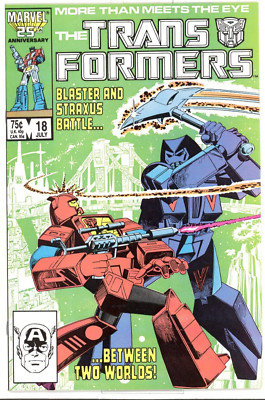Transformers #18 Near Mint/Mint (9.8) 1986 Blaster and Straxus Cover