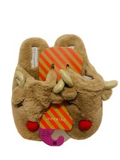 WOMENS WINTER Embroidered SLIPPER REINDEER, SIZE M 7-8 Perfect CHRISTMAS GIFT