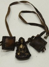 Necklace Buddha Large Brass Buddha Leather Amulet Necklace