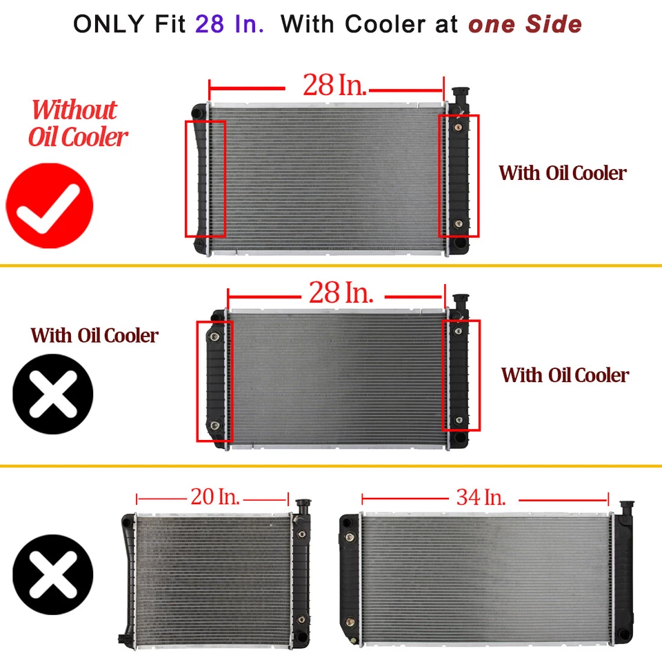 1690 28" Radiator for 1988-1994 Chevy GMC C/K C1500 C2500 K1500 K2500 5.0 5.7L - Image 2 of 4