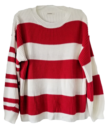 Pull Femme Andthewhy – Ivoire – Manches Longues – Col Ras-du-Cou – Taille S/M – Avec Franges