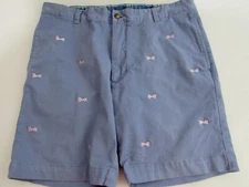 Southern Pines Blue Cotton Flat Front Bowtie Print Shorts Size 36