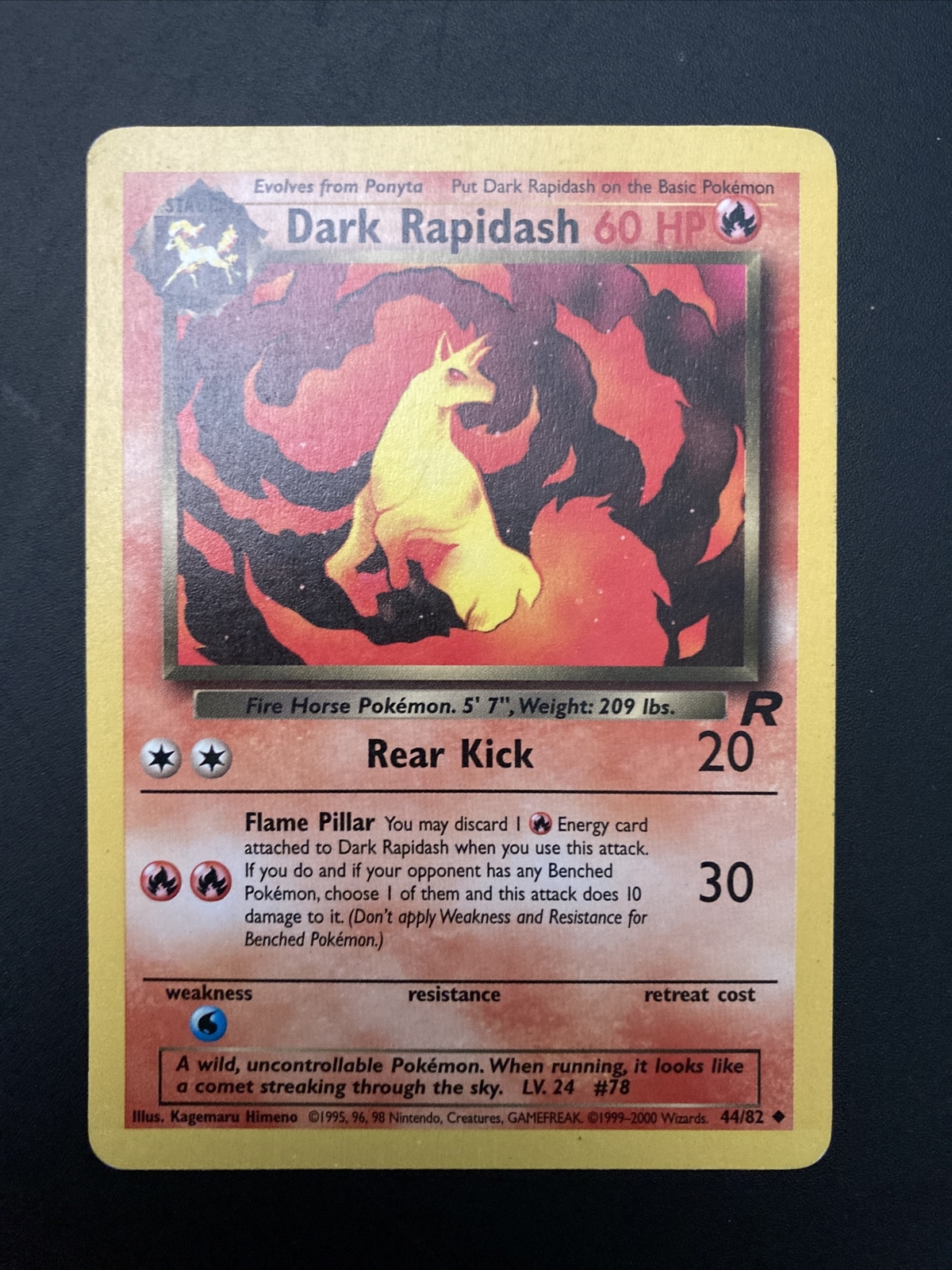 DARK RAPIDASH - Team Rocket - 44/82 - Uncommon - Pokemon Card - Unlimited - NM
