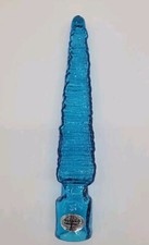 Blenko Turquoise Omnibus Stopper Garden Spear Etched Blenko 2022
