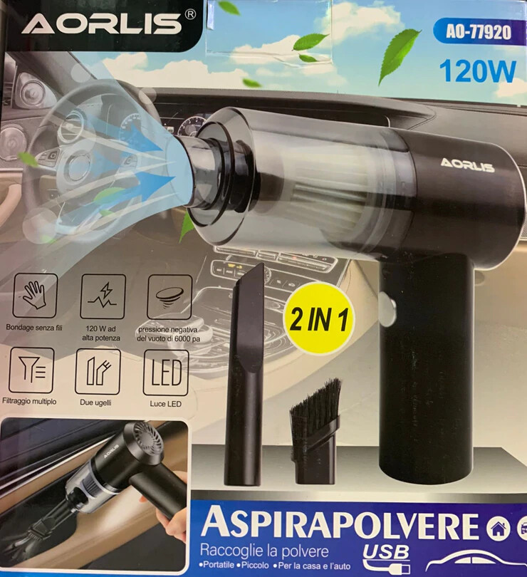 Aorlis Aspirapolvere Auto 120W | Manutenzione Interni USB Professionale