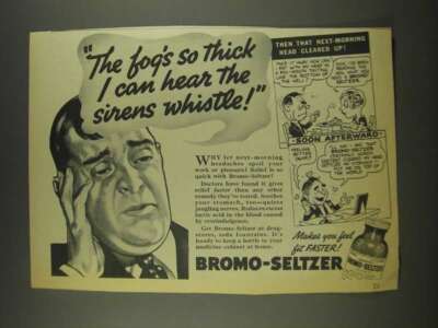1936 Bromo-Seltzer Medicine Ad - The Fog's So Thick