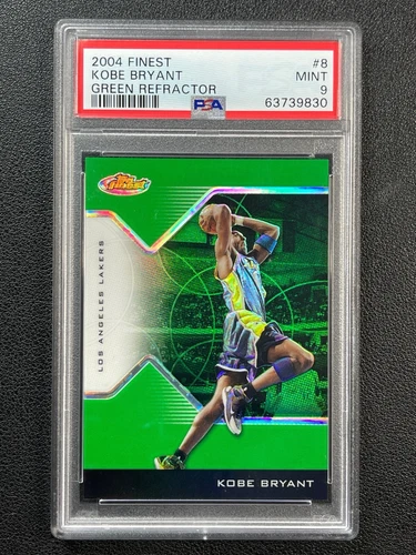 KOBE BRYANT PSA 9 2004 TOPPS FINEST #8 GREEN REFRACTOR LAKERS MINT 23/49