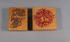 Rubber Stamp Wood Mounted - Christmas- Stocking with Toys Wreath Bow