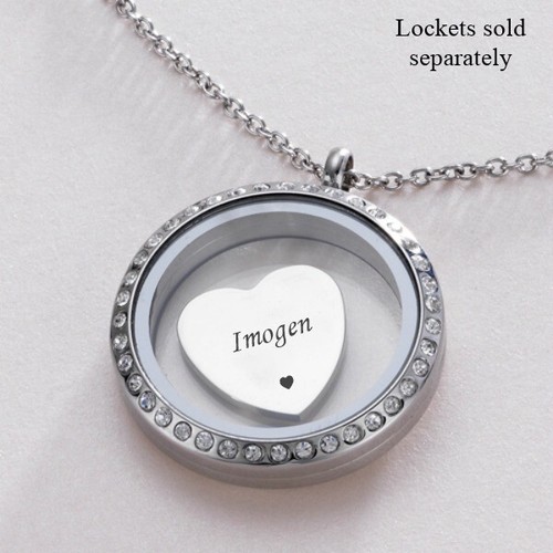 Glass Locket necklace & Charm Engraved with Names, Dates - Engraving Included! - Picture 6 of 15