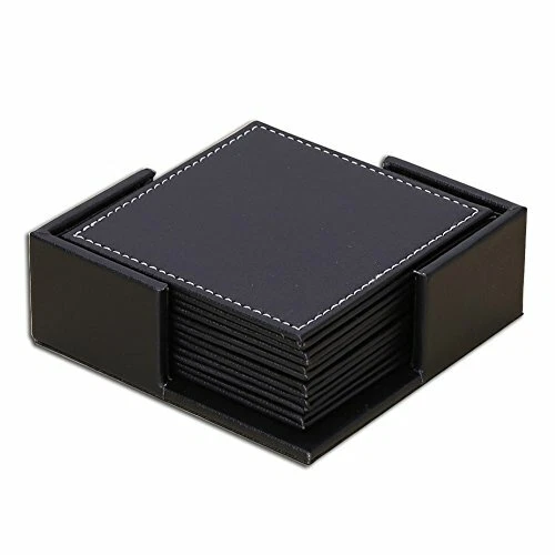 Set Di 6 Sottobicchieri Rotondi In Pelle Sintetica Nera: Con Supporto Incluso, Diametro 10 Cm, Resistenti Al Calore, Facili Da Pulire, Per Casa E Bar.