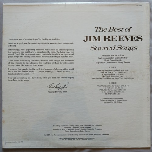 SEALED LP - Jim Reeves - The Best of Jim Reeves: Sacred Songs - RCA - Imagen 2 de 5
