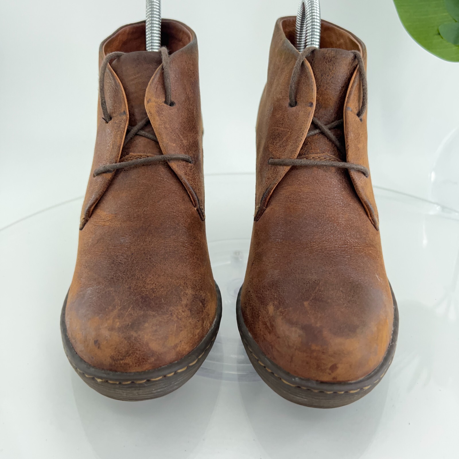 SAOLA Stivali donna Born Ramsey taglia 8 5 Oxford tacco a blocco marrone antistress pelle stringati
