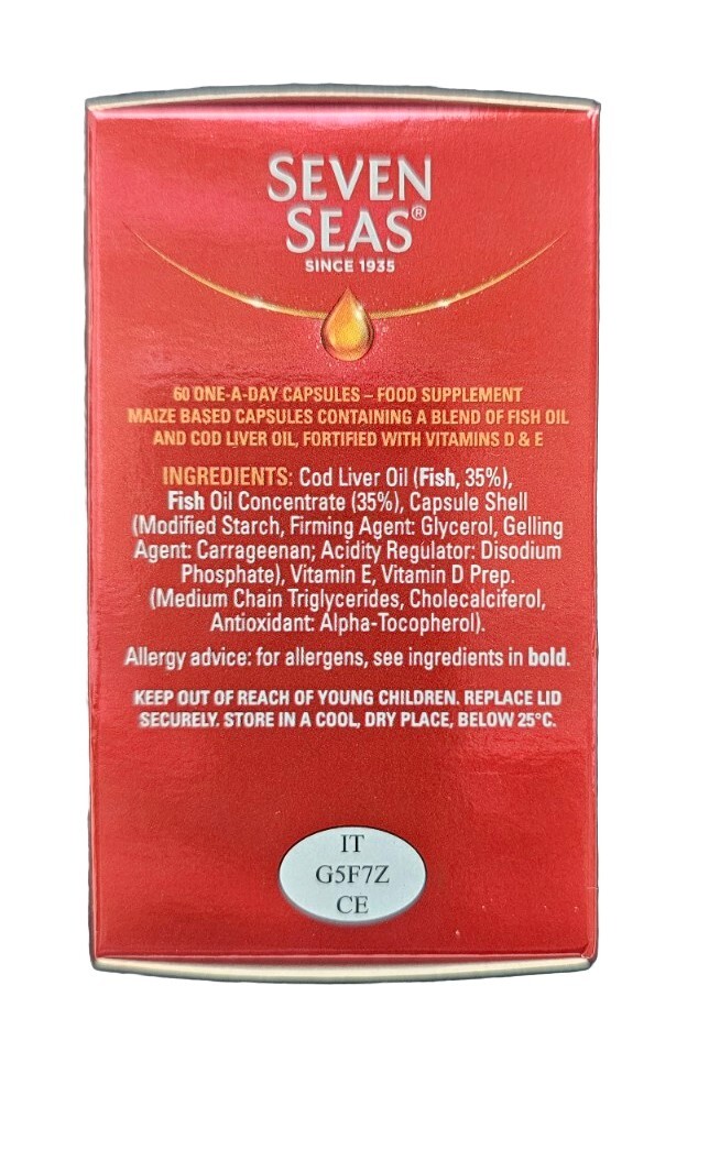 Seven Seas Gelatine Free High Strength Omega 3 Fish Oil + Cod Liver