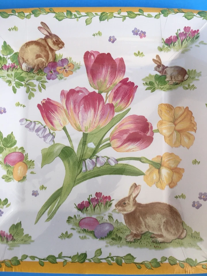 Platos de papel de Pascua Caspari tamaño postre, 2 paquetes de 8 (16), 7" hechos en EE. UU. Foto 2 de 4