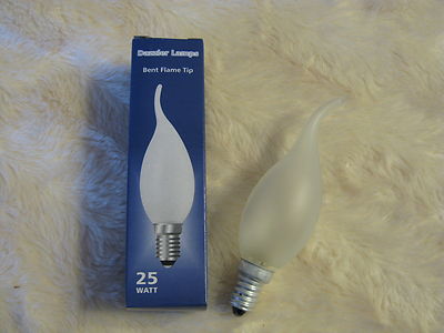 10x E14 25W Flammenspitze gebogen Kerze FROST Lampe Glühbirne 240V dimmbar SES Restposten