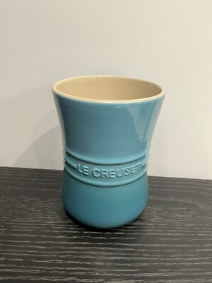 NEU LE CREUSET Steinzeug Utensiliendose Topf 1,1 l SELTENE Form türkis Karibik