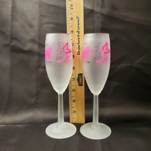 Bellagio Champagne Glass Flute Rare Pink Butterfly 8" Las Vegas Hotel Casino - Picture 9 of 12