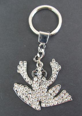 Crystal Frog Key Ring - Diamante Body, Black eyes - Silver Base Key ...