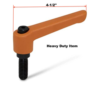 Nylon Orange Adjustable Clamping Lever 3/8-16 Thread Size, 5/8'' Thread Length
