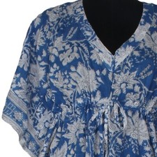 Retro Hippie Gypsy Bohemian Festival Ethnic Block Print Caftan Dress Boho Dress