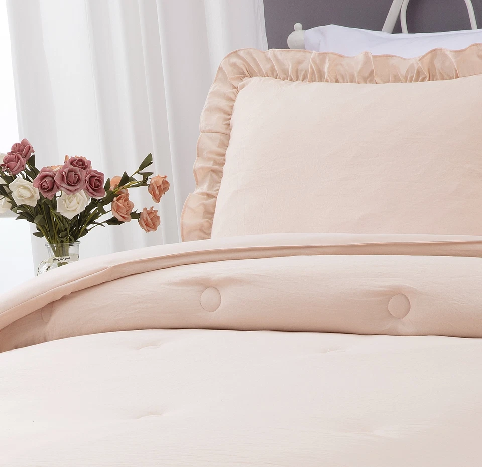 Chezmoi Collection French Country Chic Farmhouse Ruffle Skirt Bedspread Set - Image 4 of 4