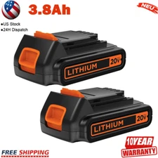 2Pack 20V Lithium-ion 3.8Ah Battery for BLACK+DECKER 20 Volt LBXR20 LBX20 LB20