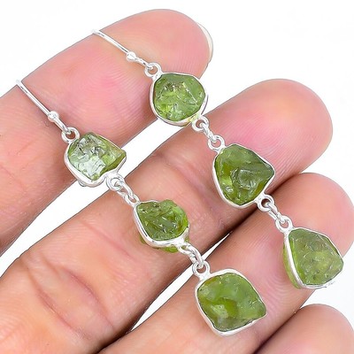 Osterangebot Natur Peridot Druzy 925 Silber Hochzeit Ohrhänger Trendy Ohrringe
