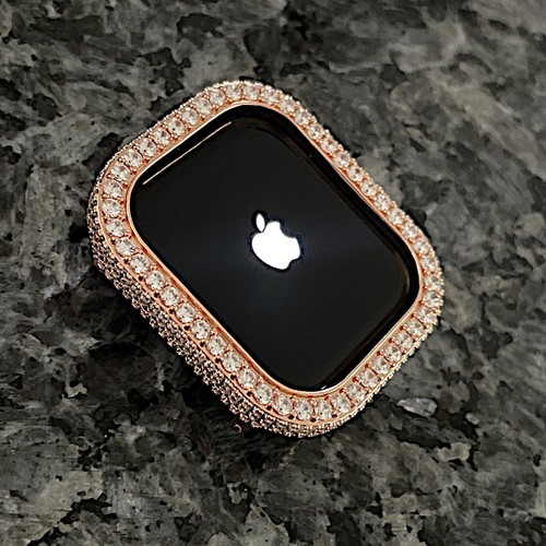 Serie 10 42mm 14k Oro Rosa Laboratorio Diamante Apple Watch Cassa Apple Watch Cover - Foto 8 di 10