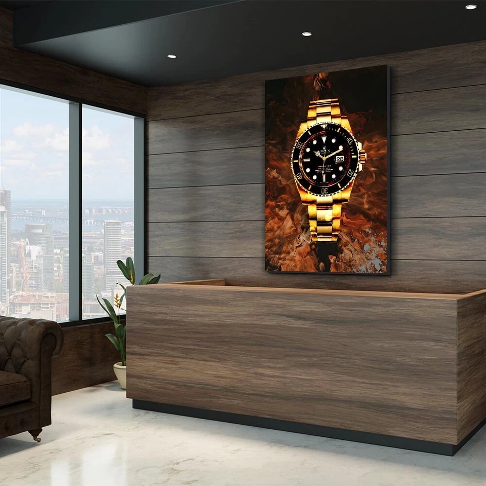 ✅LEINWANDBILD UHR GOLDENES DESIGN ELEGANZ LUXUS ZEIT MODERN KUNST GOLD - Bild 2 von 4