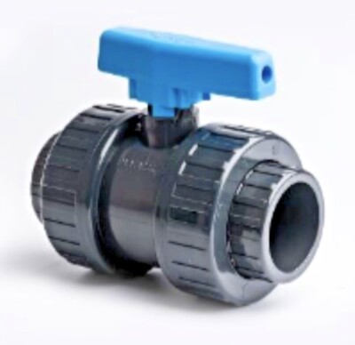 PVC Kugelhahn glatt Doppelverschraubung EPDM-Dichtungen (metrisch) - (20 mm bis 63 mm)