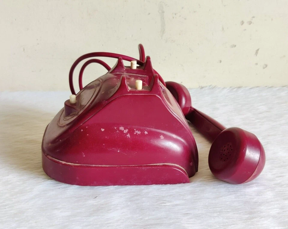 Vintage Maroon Red Telephone Japan Decorative Collectible PLA201 - Image 4 of 4