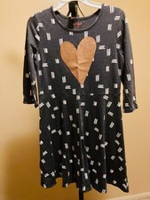 Never Worn Girls Size 14/16 Cat  Jack Gray Gold Heart Dress - Perfect Condition