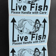 50 Large 4" x 3" Live Fish Handle with care Shipping Mailing Labels stickers