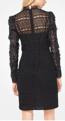 New $250 Michael Kors Floral Appliqu Lace Dress Size XS Black | eBay