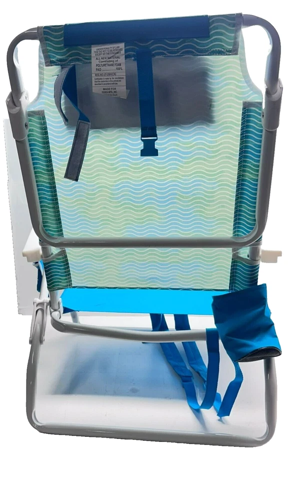 Nautica Foldable Bayside 5 Position Beach Chairs in Blue - Image 4 of 4